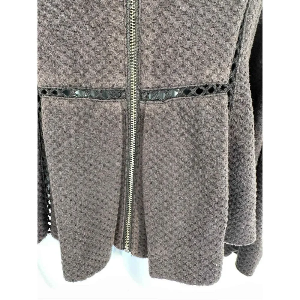 Rebecca Taylor Black Lattice Stretch Peplum Knit Blazer Size‎ 4